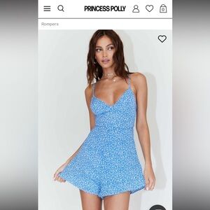 Princess Polly Blue Floral Romper